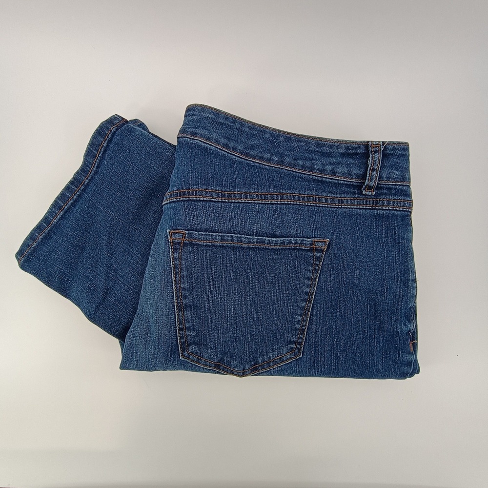 Terra & Sky Straight Leg Jeans Womens 18WP Blue Denim Stretch Comfort Casual.